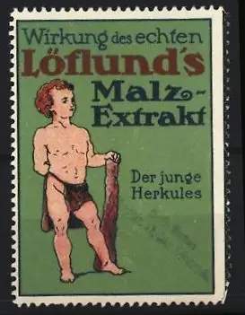 Reklamemarke Löflund`s Malz-Extrakt, Der junge Herkules