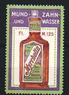 Reklamemarke Mund- und Zahnwasser, Flasche