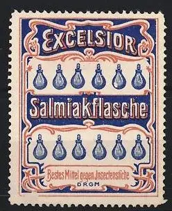 Reklamemarke Excelsior Salmiakflasche, Bestes Mittel gegen Insektenstiche
