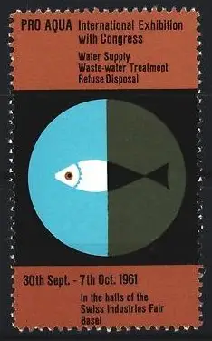 Reklamemarke Basel, International Exhibition PRO AQUA 1961, Fischsymbol
