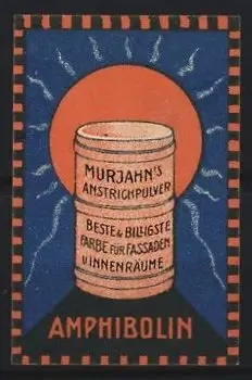 Reklamemarke Amphibolin, Murjahn`s Anstrichpulver, Fassaden- und Innenraumfarbe