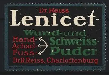 Reklamemarke Charlottenburg, Dr. Reiss Lenicet Wund- und Schweiss-Puder