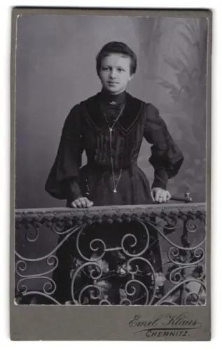 Fotografie Emil Klaus, Chemnitz, Reitbahnstr. 22, Dame im eleganten Kleid