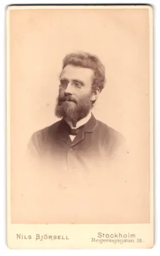 Fotografie Nils Björsell, Stockholm, Regeringsgatan 18, Porträt des Herrn W. Strandell, 1889