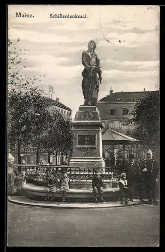 AK Mainz, Blick zum Schillerdenkmal