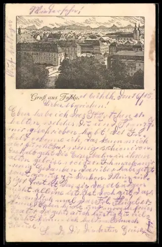 AK Fulda, Ortsansicht aus der Vogelschau
