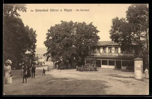 AK Göhren a. Rügen, Ostseebad, Restaurant zum Warmbad