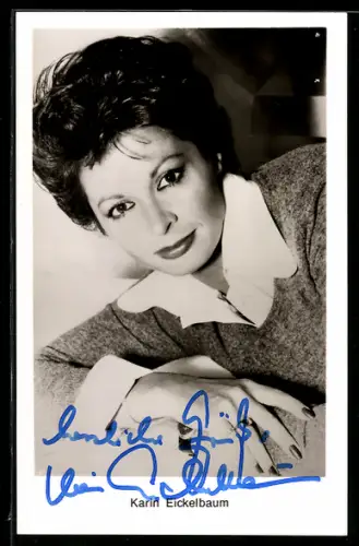 AK Schauspielerin Karin Eickelbau im Portrait, Autograph