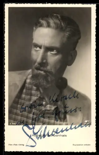 AK Schauspieler Albrecht Schoenhals im Kostüm einer Filmrolle, Autograph
