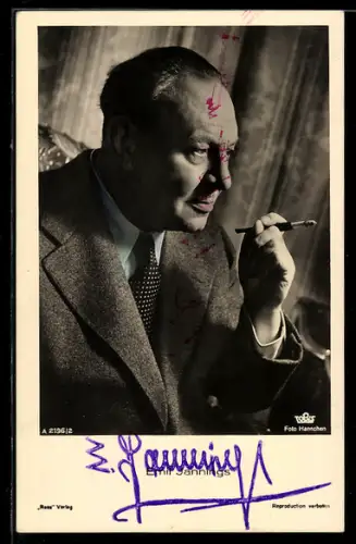 AK Schauspiele Emil Jannings mit Geheimratsecken, Autograph