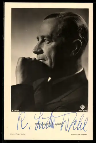 AK Schauspieler Karl Ludwig Diehl, Profil, Autograph