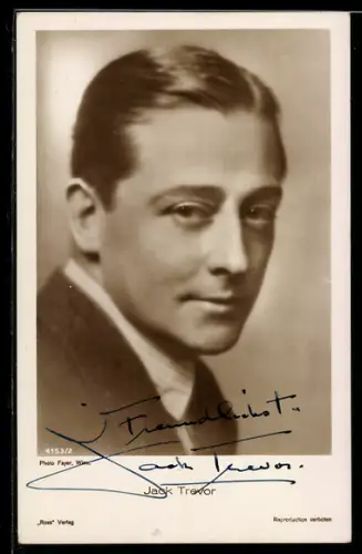 AK Schauspieler Jack Trevor im Halbprofil, Autograph