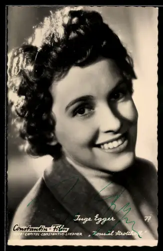 AK Schauspielerin Inge Egger in Konsul Strotthoff, Autograph