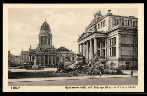 AK Berlin, Gendarmenmarkt, Schauspielhaus, Neue Kirche