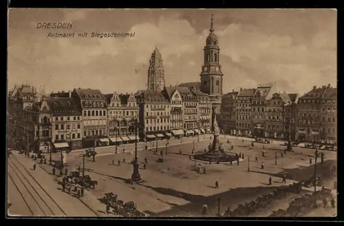 AK Dresden, Altmarkt mit Siegesdenkmal