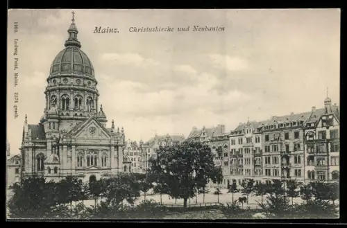 AK Mainz, Christuskirche und Neubauten