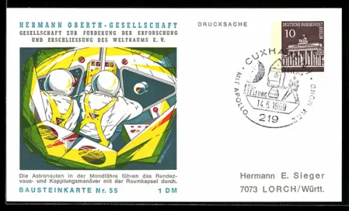 AK Hermann Oberth-Gesellschaft zur Erforschung des Weltraums, Kopplungsmanöver mit der Raumfähre, Ganzsache