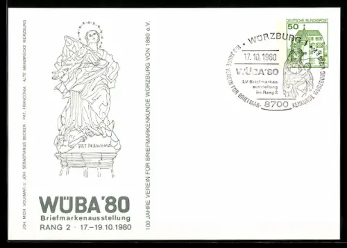 AK Würzburg, Briefmarkenausstellung Wüba 1980, Ganzsache