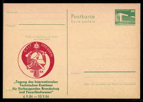 AK Tagung des Internationalen Technischen Komitees für Vorbeugenden Brandschutz 1984, Ganzsache