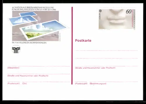 AK Villingen-Schwenningen, 10. Nationale Briefmarkenausstellung junger Philatelisten 1986, Ganzsache