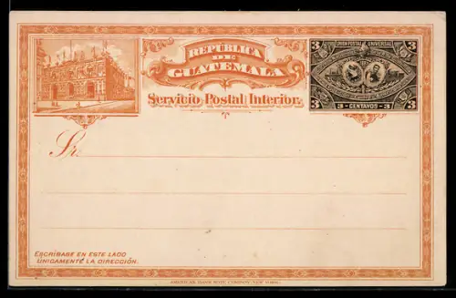 AK Republica de Guatemala, Correos Nacionales de la R. de Guatemala, Briefmarke, Gebäudeansicht, Ganzsache