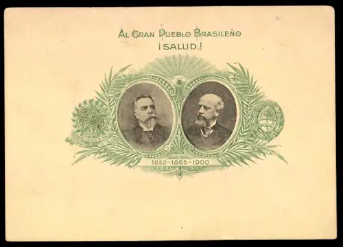 AK Brasilien, Portraits zweier Staatsmänner, Ganzsache