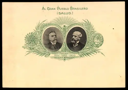 AK Brasilien, Portraits zweier Staatsmänner, Ganzsache