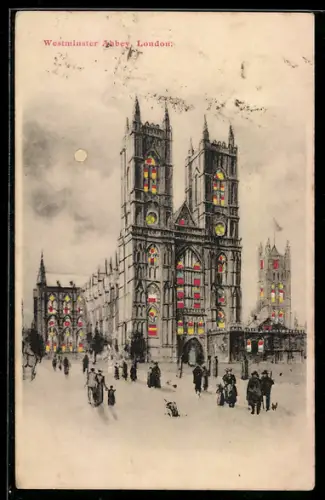 AK London, Westminster Abbey, Halt gegen das Licht