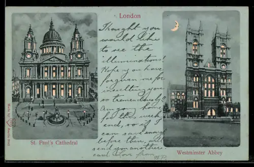 AK London, St. Paul`s Cathedral, Westminster Abbey, Halt gegen das Licht