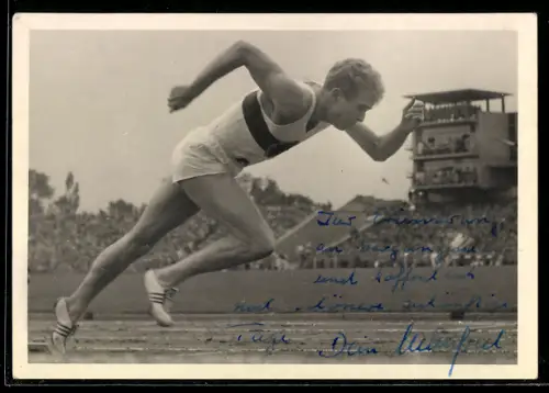 AK Leichtathlet Manfred Germar und Olympiasieger im Jahr 1960 in Rom mit Autograph