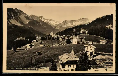 AK Arosa, Blick von Valsana auf Dorf, Hotels und Bergpanorama