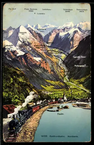 AK Flüelen, Gotthardbahn, Nordseite