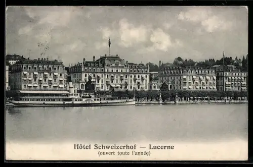 AK Lucerne, Hotel Schweizerhof und Dampfer