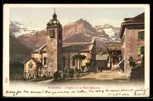 AK Champéry, L`Eglise et la Dent Blanche