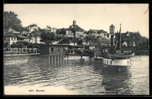 AK Murten, Uferpartie mit Bootsanlegestelle
