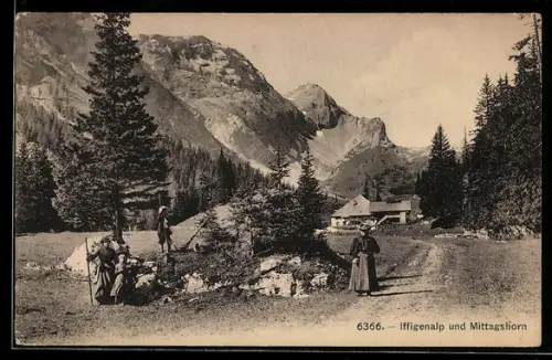 AK Lenk, Iffigenalp, Panorama mit Mittagshorn