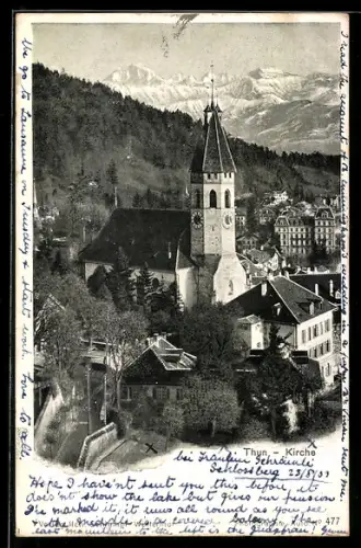 AK Thun, Kirche mit Teilansicht