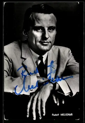AK Schauspieler Rudolf Melichar im Anzug, Autograph