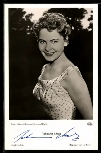 AK Schauspielerin Johanna Matz in Der Kongress tanzt, Autograph