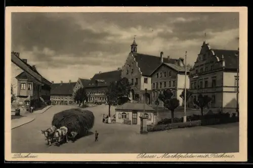 AK Dachau, Oberer Marktplatz mit Rathaus