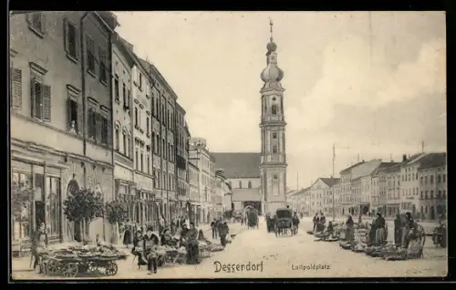AK Deggendorf, Markt auf dem Luitpoldplatz