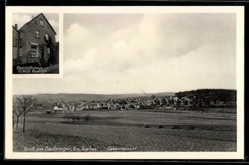 AK Daubringen /Giessen, Geschäftshaus Fr. Willi Rudolph, Gesamtansicht