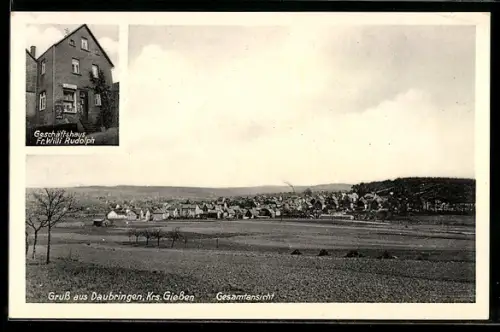 AK Daubringen /Giessen, Geschäftshaus Fr. Willi Rudolph, Gesamtansicht