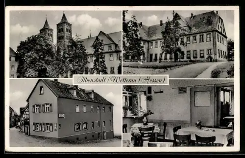 AK Ilbenstadt /Wetterau, Kirche, Gasthaus Zur goldenen Wetterau, Bes. E.-K. Röder