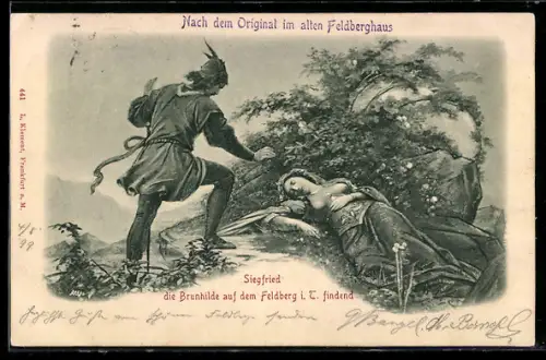 AK Gr. Feldberg i. Taunus, Brunhilde wird von Siegfried gefunden