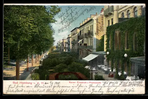 AK Bad Homburg v. d. H., Kaiser Friedrich-Promenade mit Restaurant
