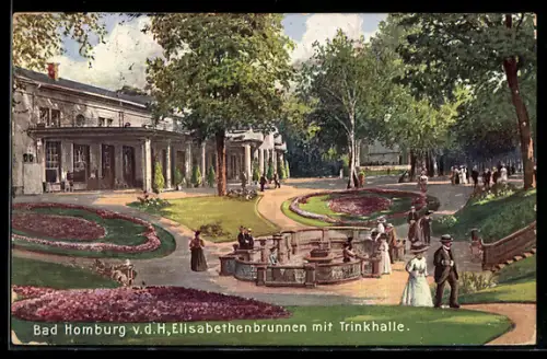 Künstler-AK Bad Homburg v. d. H., Elisabethenbrunnen mit Trinkhalle