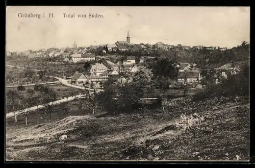 AK Grünberg i. H., Totalansicht von Süden
