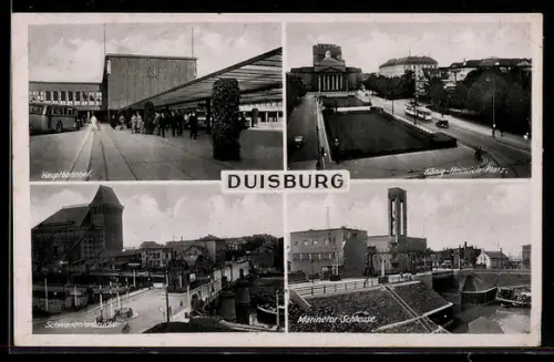 AK Duisburg, Hauptbahnhof, König Heinrich Platz, Marinetor-Schleuse, Schwanentorbrücke