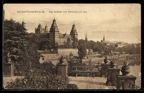 AK Aschaffenburg, Kgl. Schloss vom Pompejanum aus